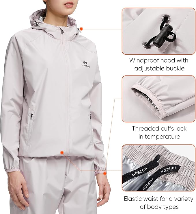 HOTSUIT Sauna Suit Women Machine Washable Sweat Sauna Jacket Pants Anti Rip Sweat Suits for Gym Workout