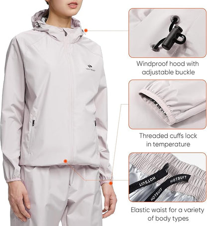 HOTSUIT Sauna Suit Women Machine Washable Sweat Sauna Jacket Pants Anti Rip Sweat Suits for Gym Workout