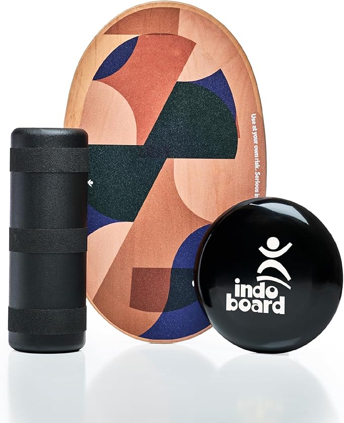 The Original Indo Board Training Package - Balance Board Trainer for Core Strength, Stability & Athletic Performance - Surfing, Skateboarding, Snowboarding, Yoga, Physical Therapy & More. Includes Board, Cushion and Roller.