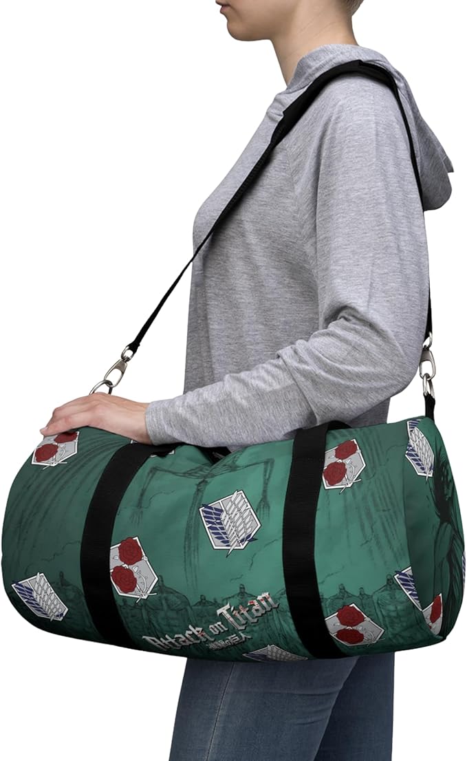 Anime Gym Bag for Women Men - Large Capacity Waterproof Workout Fitness Travel Sports Bags Fashion Street Camping ExpandaCLe Carry On Duffle Bag For Couple (Green Ttan) PTY