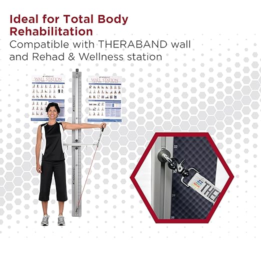 THERABAND Resistance Tubing with Connectors for Wall, Rehab & Wellness Station, Medium Level 3, Set of 2, 18-Inch Red Tubing for Physical Therapy, Exercise, Rehab, Clinics & Pilates, Latex Tubes