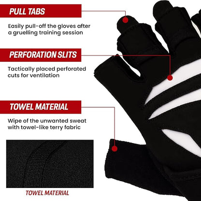 Workout Gloves for Men and Women - Breathable Weight Lifting Gloves - Gym Gloves with Wrist Support - Padded Palm Protection - Extra Grip for Fitness - Lifting - Training - Rowing - Pull-ups