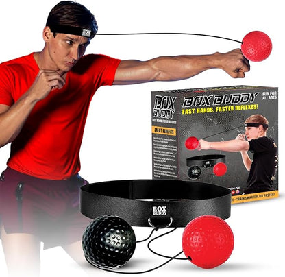 Boxing Reflex Ball for Adults and Kids - Includes 2 Balls with Strings and Adjustable Headband, Improve Reacting Time, Punching Speed, Eye Coordination, and Sharpen Reflexes