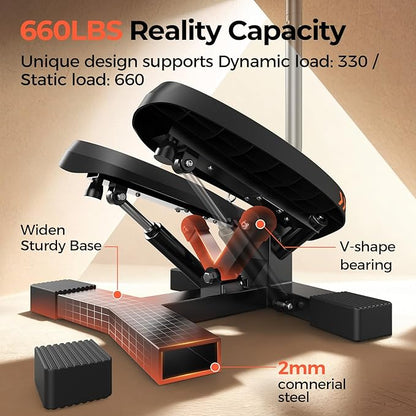Sportsroyals Stair Stepper,Twist/Mini Stepper for Exercise at Home,Step Machine with Resistance Bands for Full Body Workout, 350lbs+ Capacity