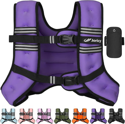 Weighted Vest Woman 5lb/8lb/10lb/12lb/15lb/20lb/25lb/30lb Weight Vest for Women Men, Rucking Vests with Reflective Stripe for Running Workout Walking Strength Training Weight Loss Fitness Weightlifting
