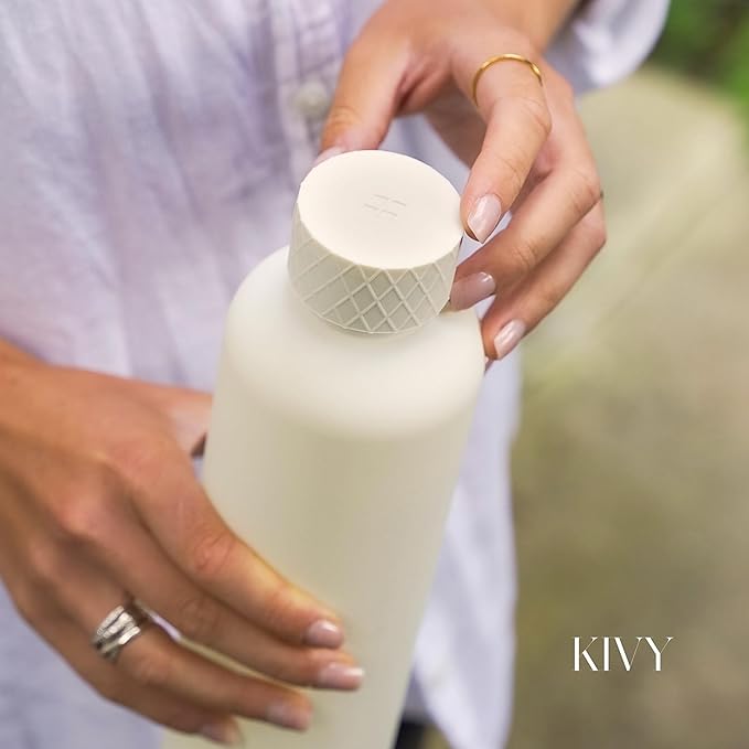 KIVY Large Water Bottle 50oz [Lightweight & Shatterproof] Fits Backpack & Cupholder for Travel, Sports, School - Clear water bottle no straw - 1.5 Liter water bottles - 50oz Water bottle