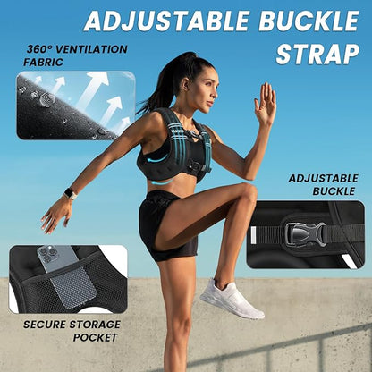 Weighted Vest Woman, 6/8/12/16/20/25/30 Lb Unisex Reflective Strength Training Weight Vest For Running, Jogging, Cardio & Workouts
