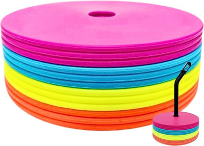 LEZER 6 Inch 8 Inch Flat Cones, Spot Markers, Soccer Cones, Field Court Markers, Sit Spots, Flat Discs, Soccer Training Equipment, Agility Practice, Football, Made in Taiwan