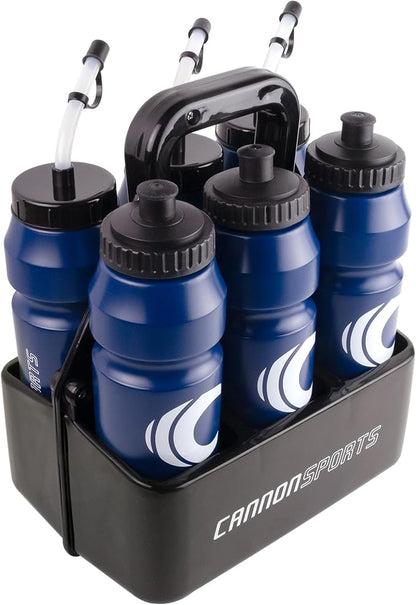 Cannon Sports 1 Liter Sports Water Bottle, BPA-Free, 34oz Capacity, Large Mouth, 2 lids (Straw & Squeeze) with Carrier, Great For Helmet Sports Such As Hockey, Lacrosse, Football, Boxing (Navy)