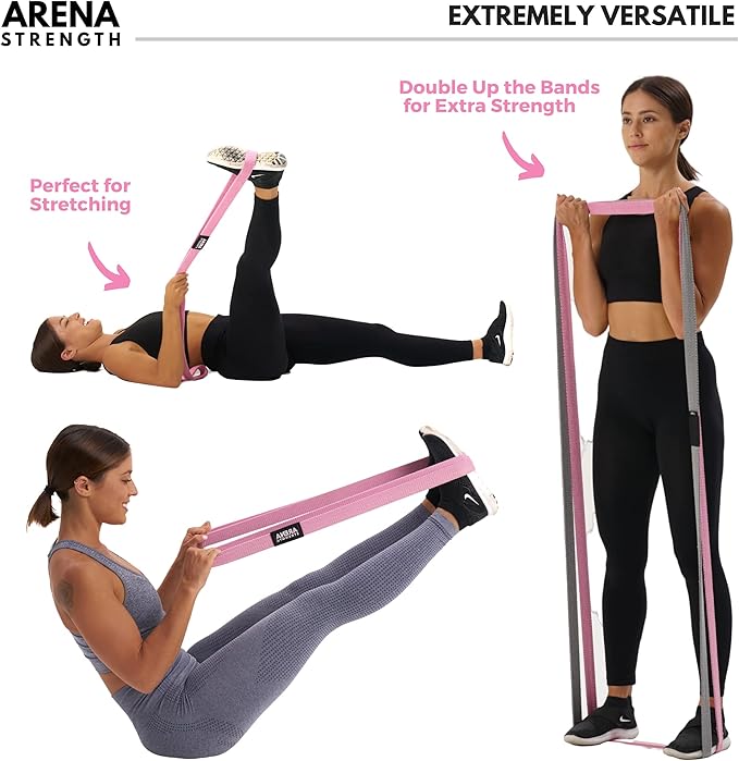 Arena Strength Long Fabric Full Body Resistance Bands Set of 4 and Pull Up Assistance Bands | Cloth Resistance Bands Loop with Fabric Exercise Resistance Bands Workout Guide