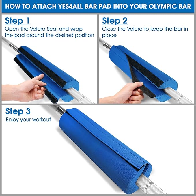 Yes4All Ergonomic Foam Bar Pad, Olympic Barbell Squat & Neck Pad for Squats, Hip Thrusts & Weight Lifting Bar