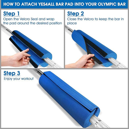 Yes4All Ergonomic Foam Bar Pad, Olympic Barbell Squat & Neck Pad for Squats, Hip Thrusts & Weight Lifting Bar