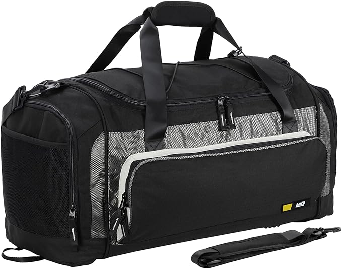 MIER Large Gym Bag for Men Sports Duffle Bag with Shoe Compartment 60L Lightweight Duffel Bags for Workout Fitness Travel, Blue