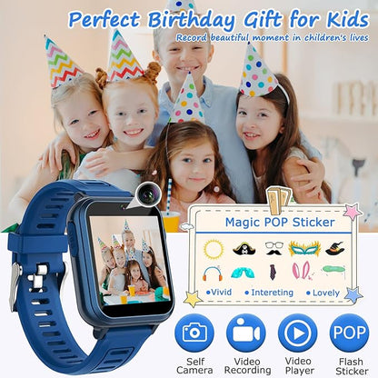 Kids Smart Game Watch with 39 Games HD Touch Screen Video Camera Music Player Pedometer Flashlight Alarm Clock 12/24 hr, Gifts for 5-12 Year Olds Boys