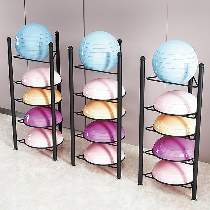 Balance Ball Half Rack 3/5/6/7 Tiers, Iron Half Exercise Balls Holder for Yoga Ball, Home Gym Studios Standing Balls Balance Trainer Shelf