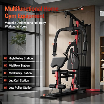 Home Gym System with 160LB Weight Stack, Multifunctional All-in-One Workout Station, Full Body Strength Training System
