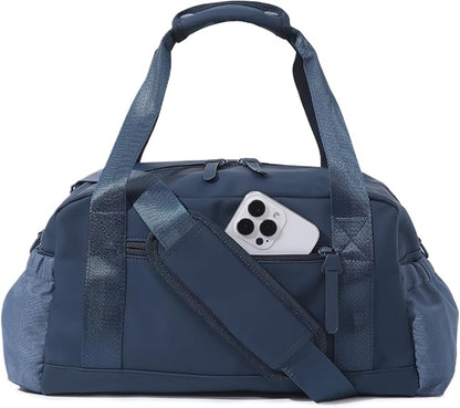 Small Gym Bag for Women, Mini Crossbody Gym Duffle Bag with Wet Compartment, Carry on Gym Tote Bag for Workout Dance Sport Travel (Medium-Blue)