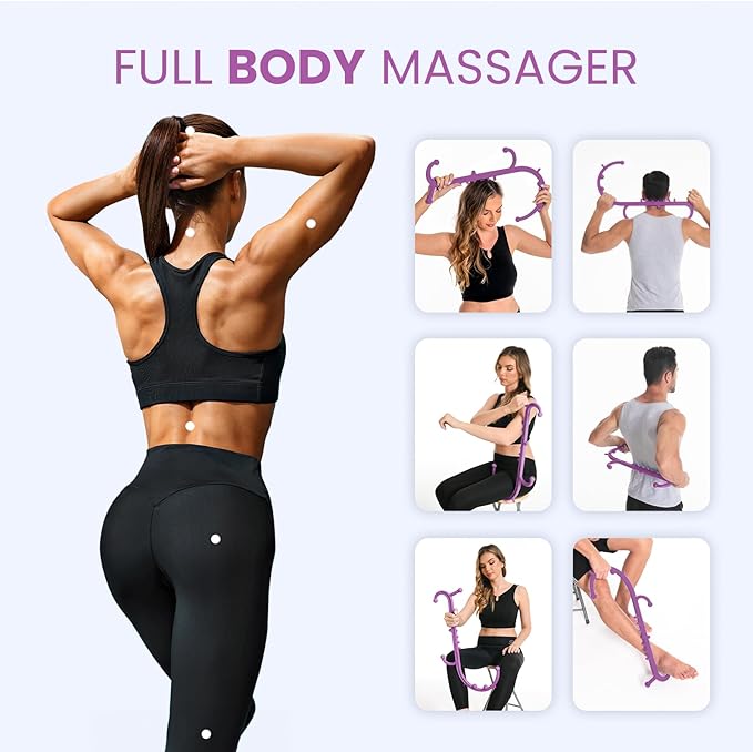 Deep Tissue Back & Neck Massager - Back Massager Stick for Pain Relief, Muscle Knot Remover, Trigger Point Massage Tool for Full Body, Shoulders, Legs - Pressure Point Massage Tool