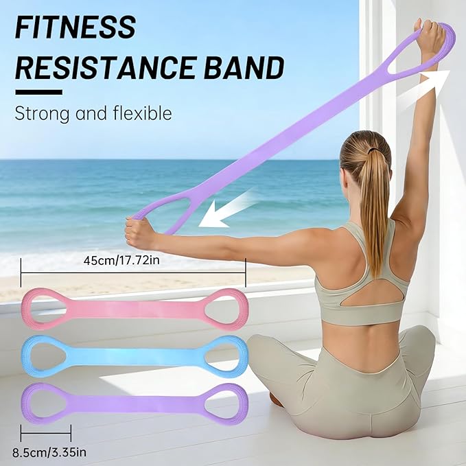 Figure 8 Exercise Bands,8 Shaped Resistance Band,Set of 3 Resistance Bands for Arms with Handles for Working Out,Arm,Back,Leg,Shoulder Training Elastic Ropes,Therapy, Pilates, Home Workout Equipment