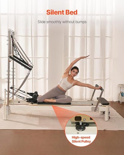VEVOR Pilates Reformer Accessories for Home Gym, Include Reformer Box/Chair/Spine Corrector/Wall Mounted Machine/Jump Board/Foldable & Dual Resistance Springs