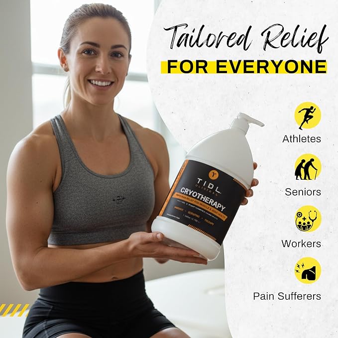 TIDL Cryotherapy Soothing Cream, 1 Gal, Targeted Neck, Joint & Muscle Soothing Cream with Organic, Plant-Based Menthol, Instant Cooling for Sport, Professional Use & Post Workout Full Body Recovery