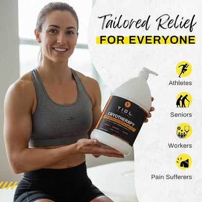 TIDL Cryotherapy Soothing Cream, 1 Gal, Targeted Neck, Joint & Muscle Soothing Cream with Organic, Plant-Based Menthol, Instant Cooling for Sport, Professional Use & Post Workout Full Body Recovery