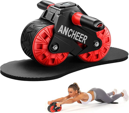 ANCHEER Ab Roller for Abs workout, Ab Wheel Roller with Knee Pad Mat and Intelligent Display, Fitness Ab Carver Pro Roller with Automatic Rebound, Ab Workout Equipment for Abdominal Exercise