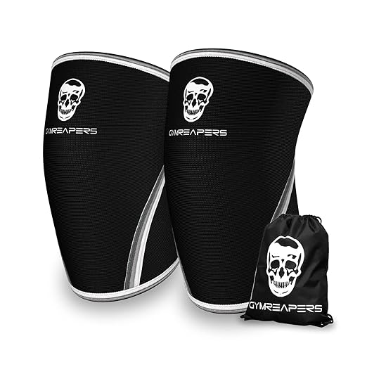 Gymreapers Knee Sleeves (1 Pair) Free Gym Bag - Knee Sleeve & Compression Brace for Squats, Fitness, Weightlifting, and Powerlifting 7MM Sleeve Pair - For Men & Women - 1 Year Warranty (Medium)