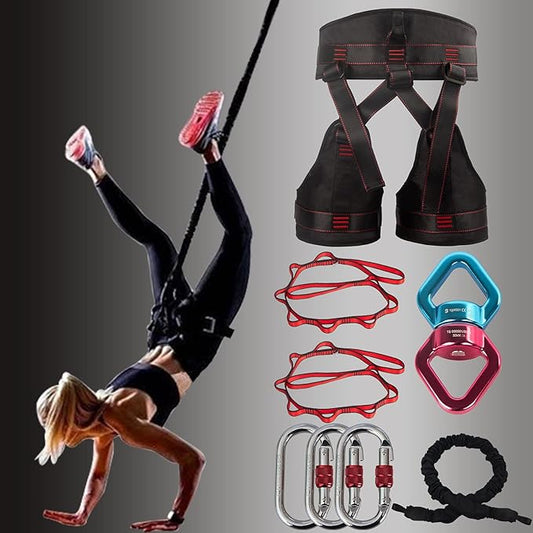 DASKING Natural Latex Resistance Bands Set - 3-Level for Suspension Trainer for Home Gym, Yoga & Recovery (Adjustable Harness, Exercise Guide)
