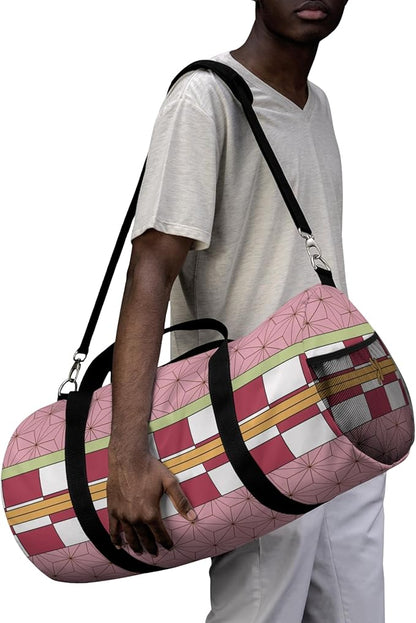 Anime Gym Bag for Women Men - Large Capacity Waterproof Workout Fitness Travel Sports Bags Fashion Street Camping ExpandaCLe Carry On Duffle Bag For Couple (Pink Nzka) PTY