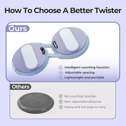 Waist Twisting Machine Exercise - Ab Twister Board MAX 300LBS | Intelligent Counting Lap & Calorie & Time, with 2 Resistance Bands | 3 Adjustable Distances to Suit Different Exercise Needs
