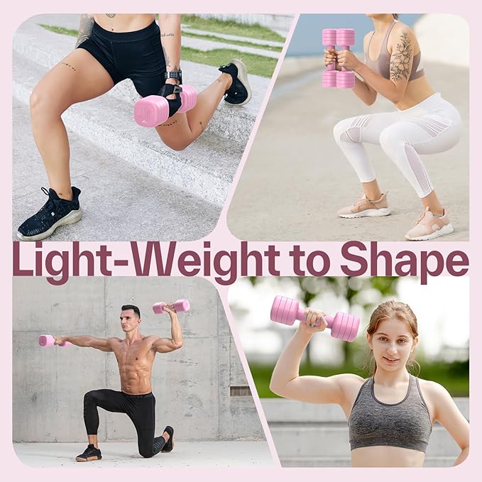 Adjustable Dumbbell Set of 2: Sportneer 4 in 1 Free Weights Dumbbells Set for Women, Hand Weights for Women at Home, Each 2lb 3lb 4lb 5lb Weights with Soft Rubber Handle for Home Gym Exercise Training