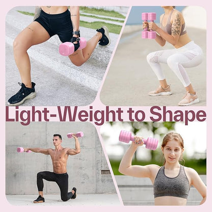 Adjustable Dumbbell Set of 2: Sportneer 4 in 1 Free Weights Dumbbells Set for Women, Hand Weights for Women at Home, Each 2lb 3lb 4lb 5lb Weights with Soft Rubber Handle for Home Gym Exercise Training