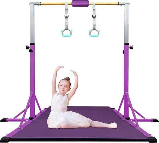 86 York Gymnastics Bar for Kids Ages 3-20, 5FT Base Length, 42" to 63" Adjustable Height, Horizontal Bar, Kip Bar for Gymnast, Gymnastic Training Equipment for Home, Gym Center