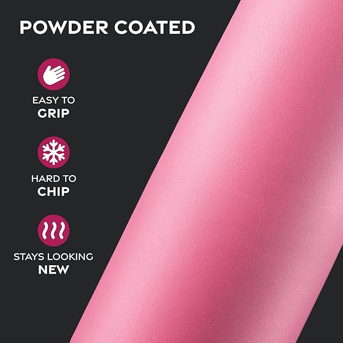 FineDine Triple Walled, Insulated Water Bottles with Straw - 25 Oz Stainless Steel Metal Bottle W/ 3 Leak Proof Lids - For Travel, School, Sports, Gym/Men, Women & Kids - Striking French Rose