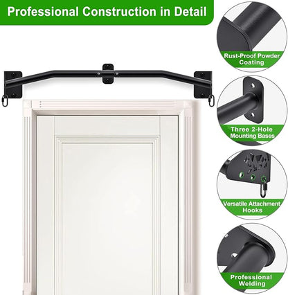 SELEWARE Heavy Duty Wall Mount Pull Up Bar, Joist Mount Chin Up Bar for Doorway, Sturdy Steel Construction, w/Resistance Band Hooks, Fits 32"/36" Wall Studs for Home Gym Strength Training