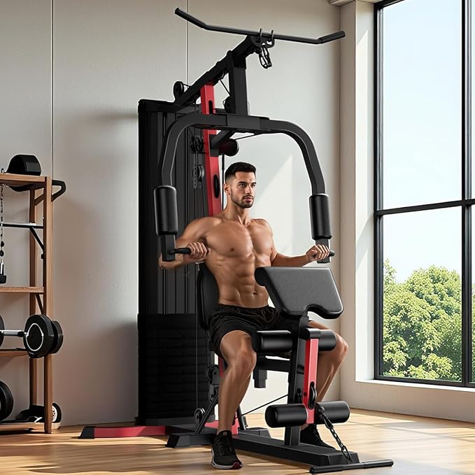 Home Gym System, Multifunctional Home Gym with 160LB Weight Stack, Equipment All-in-One Workout Station, Full Body Strength Training System