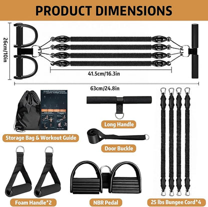 Pedal Resistance Band with Handle, Aturien Adjustable Powerful 4-Tube Elastic Bands for Exercise, Multifunctional Foot Pedal Puller, Home Workout Equipment for Legs Arms Abs