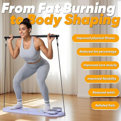 Prorobust Pilates Board, Multifuncional Portable Pilates Reformers Board Kit for Home Workout Fitness Training, Free Combination 100+ Full Body Exercise Modes
