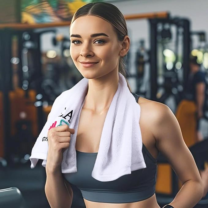 6 Pcs Funny Novelty Fitness Gym Embroidered Towels with Quotes Pink Cotton Fitness Sweat Towels Personal Trainer Workout Gifts for Women Yoga Bodybuilding Lovers Gift