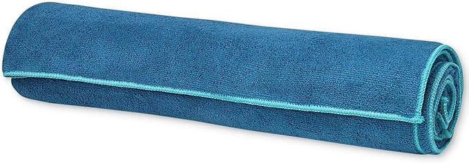 Gaiam Yoga Towel - Mat Sized Active Dry Non Slip Moisture Wicking Sweat Absorbent Microfiber Hot Yoga Towel for Women & Men | Stay-Put Corner Pockets (70" Long x 26" Wide)