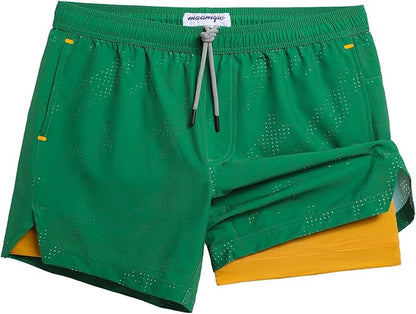 maamgic Mens Running Shorts with Compression Liner 5" Quick Dry Workout Shorts Anti-Chafe Gym Shorts 2 in 1 Athletic Shorts