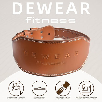 Genuine Leather Weight Lifting Belt, 4”& 6” Padded Lumbar Back Support, 10 Adjustable Holes, Gym Weight Belt Ideal for Deadlift, Powerlifting, Bodybuilding and Squat