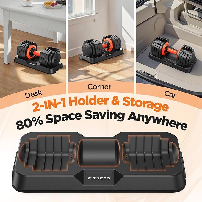 2026 Updated Adjustable Dumbbell Set of 2, 110lbs/50lbs Weights Dumbbell Set with Storage Box, 25lbs/55lbs Adjustable Weights with Anti-slip Silicone Grip, Weight Set For Home Gym Suit both Men and Women