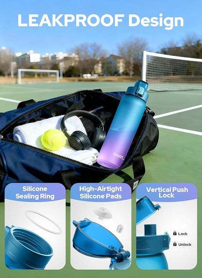 Opard 30oz/32oz Sports Water Bottle with Leak Proof Flip Top Lid BPA Free Tritan Reusable Plastic for Gym and Outdoor, Travel Water Bottle