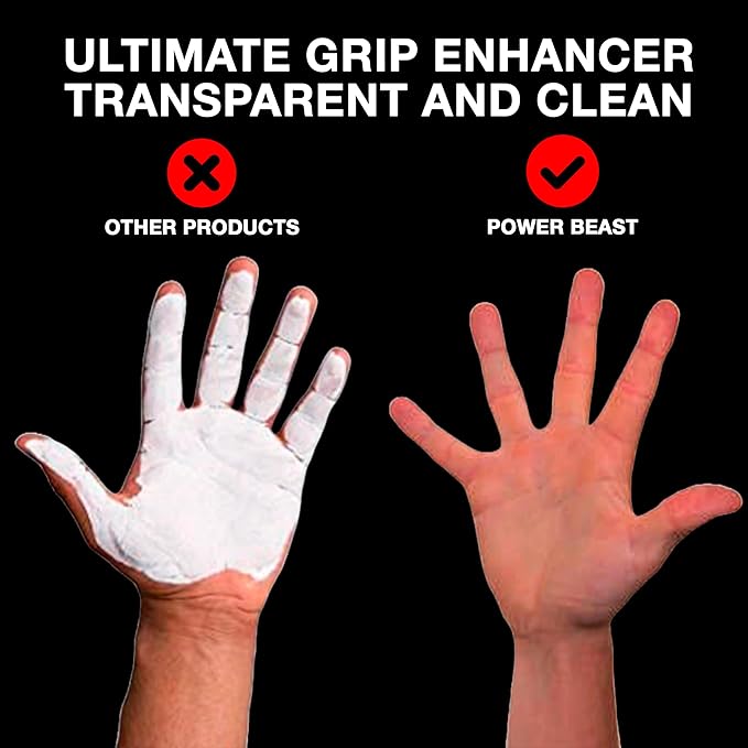 POWER BEAST, Clear Liquid Chalk, Non Sticky Grip Enhancer, Dry Hands, Transparent Liquid Chalk, Anti-Slip Solution, Dry Grip for Tennis, Golf, Pole Dancing, Gaming, and All Sports