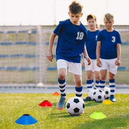 35/65/105 PCS Agility Soccer Cones for Training, Reusable Sports Cones for Drills with Mesh Bag, Training Cones for Soccer Practice, Football, Basketball - Disc Cones Training Equipment