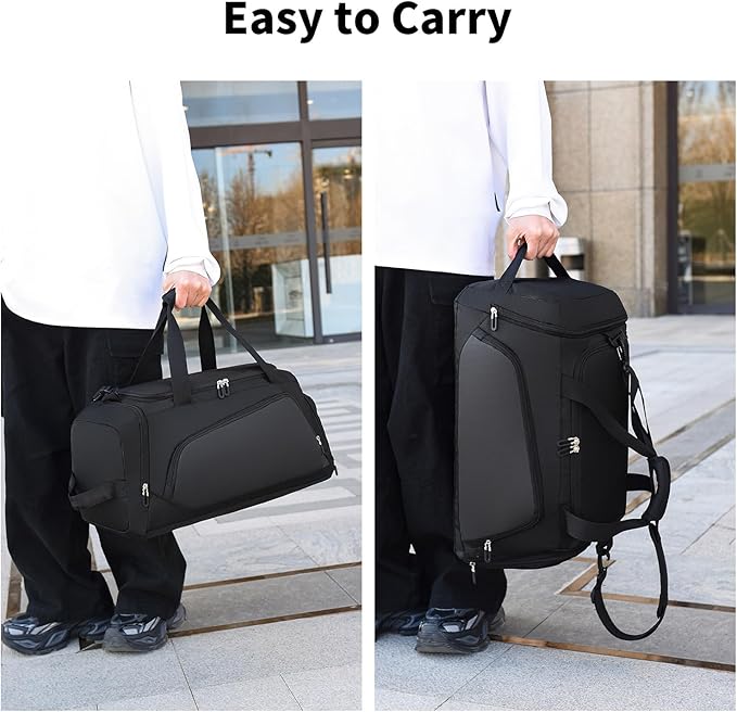 Waterproof Gym Bag with Shoe & Wet Compartment for Men/Women,Sports Duffle Bags for Workout/Fitness/Travel(Black,20"x11"x11")