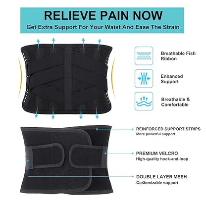 Back Brace for Lower Back Pain Relief, Anti-skid Lumbar Support Belt With Mesh for Women Men, Adjustable Lumbar Support Brace for Sciatica, Scoliosis, Body Shape Waist Trainer for Heavy Lifting, Gym, Workouts (S)