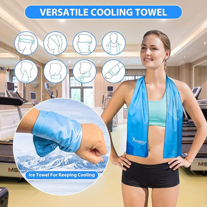 SYOURSELF Cooling Towel, Cooling Towels for Neck,40" x 12"Ice Towel for Instant Cooling Relief, Soft Breathable Chilly Towel, Perfect Yoga, Golf, Sports, Gym, Workout, Athletes Towel (1PC-Gblue)